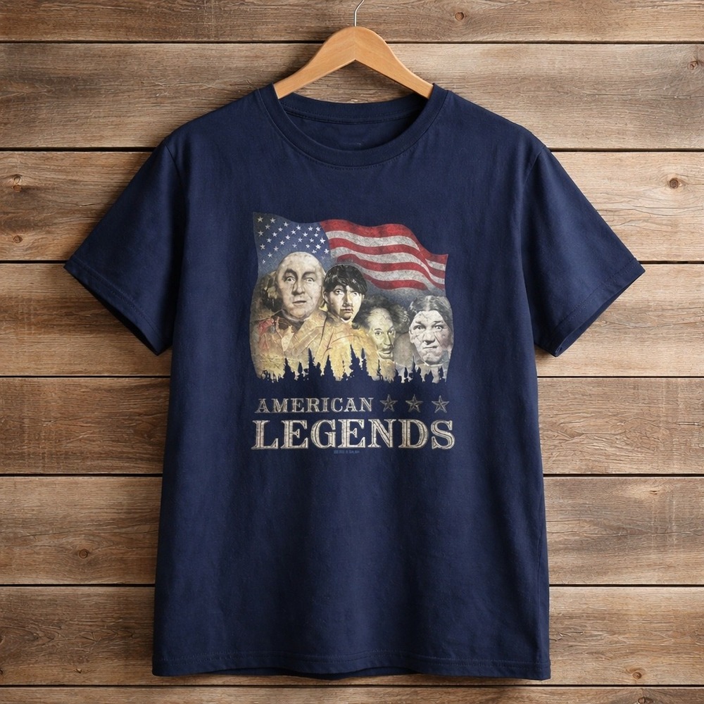 The Three Stooges American Legends‎ Navy Graphic T-Shirt Mens XL Short Sleeve